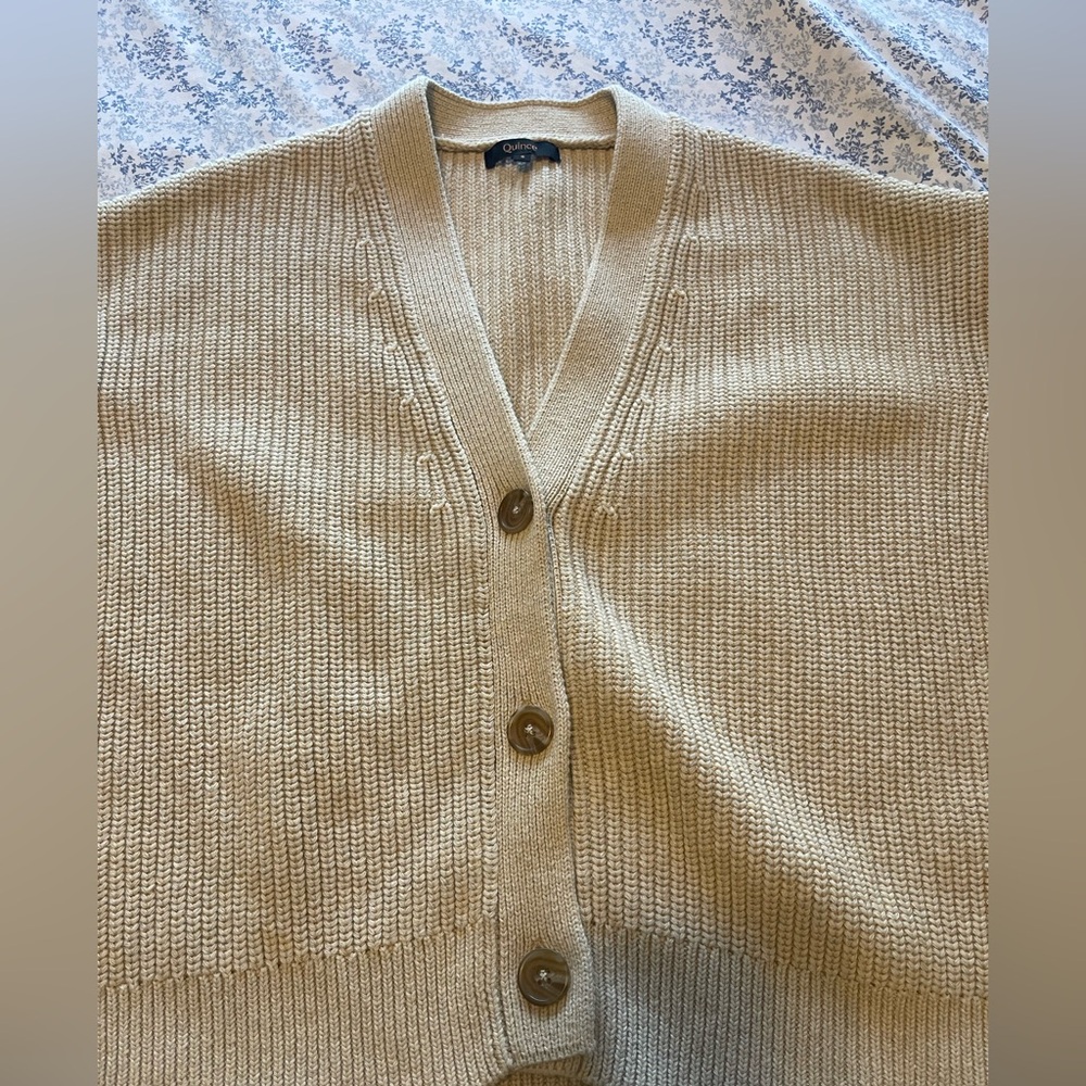 Quince Women's Beige Knit Cardigan